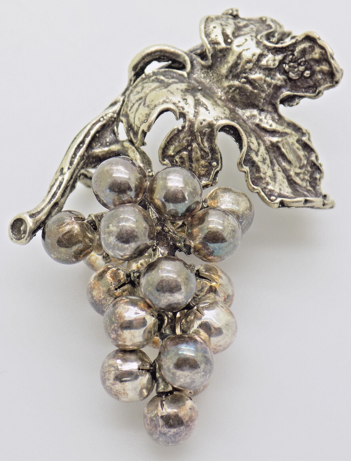 Vintage Italian Handmade Genuine Silver Bunch of Grapes LARGE Miniature Figurine