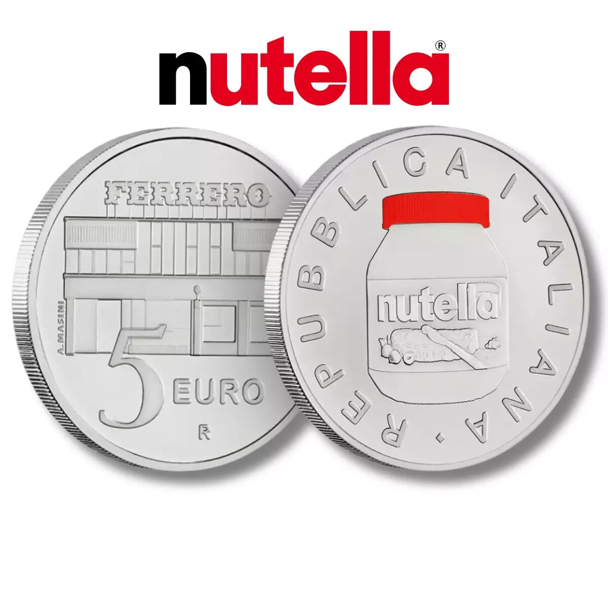 €5 2021 Italy Nutella ® Sterling Silver 925 Coin Red Version Italian Excellence