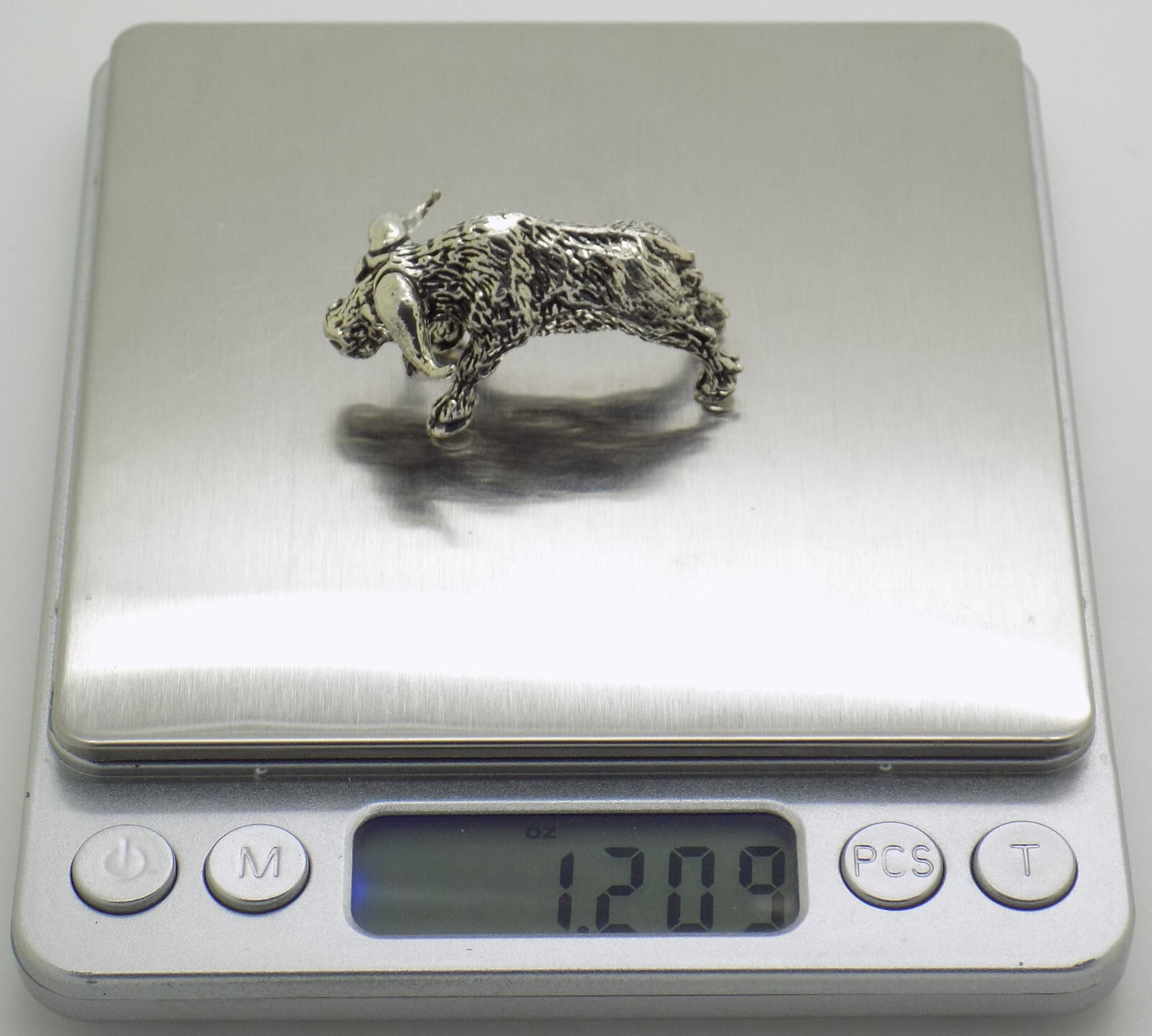 Vintage Italian Handmade Genuine Silver .800 Buffalo Detailed Figurine Statue