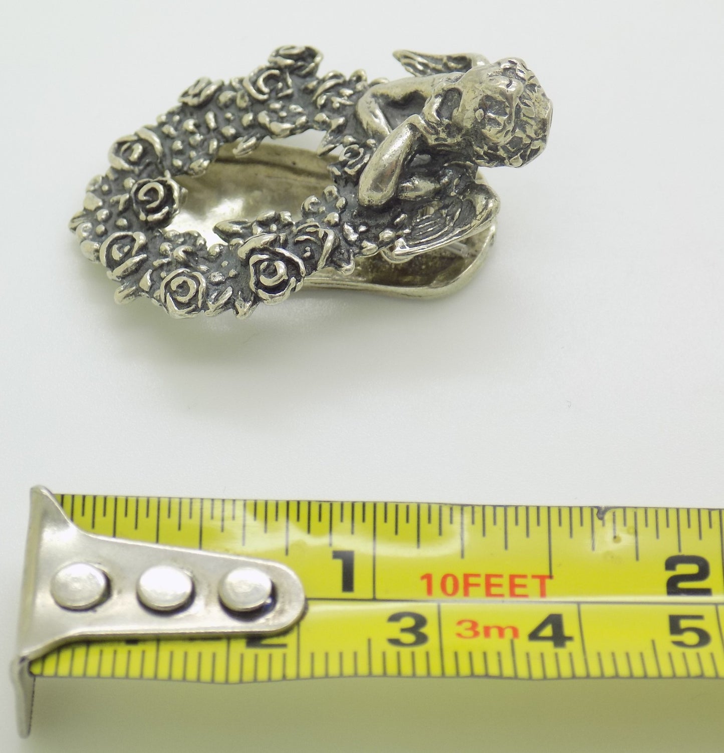 Vintage Italian Handmade Genuine Silver 800 Angel Note Clip Arezzo Tuscany