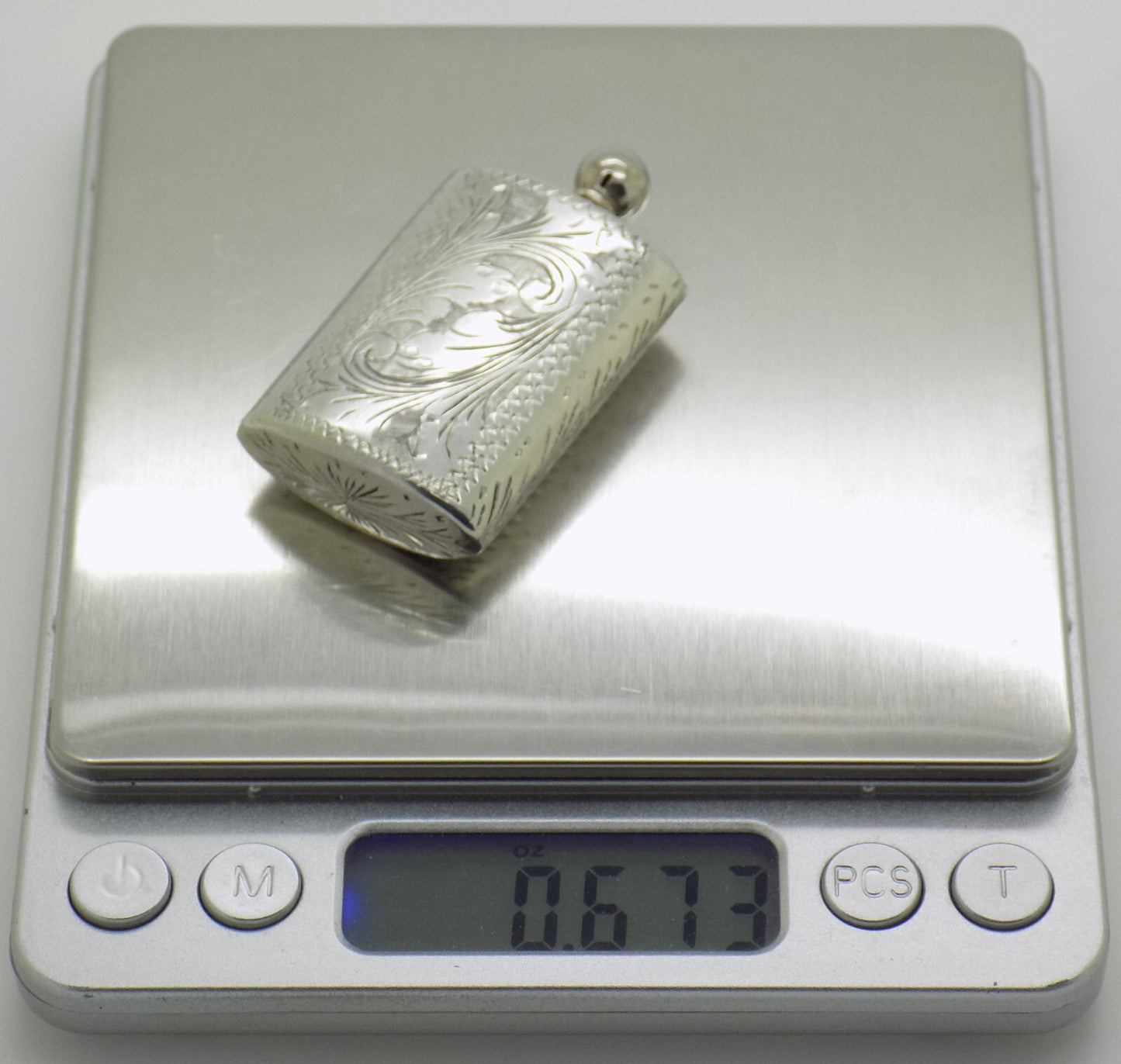 Vintage Italian Handmade Genuine Silver .800 Chiseled Perfume Purse Bottle