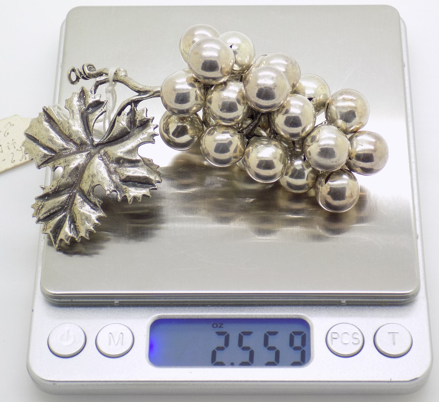 Vintage Italian Handmade Genuine Silver .800 Large Bunch of Grapes Figurine