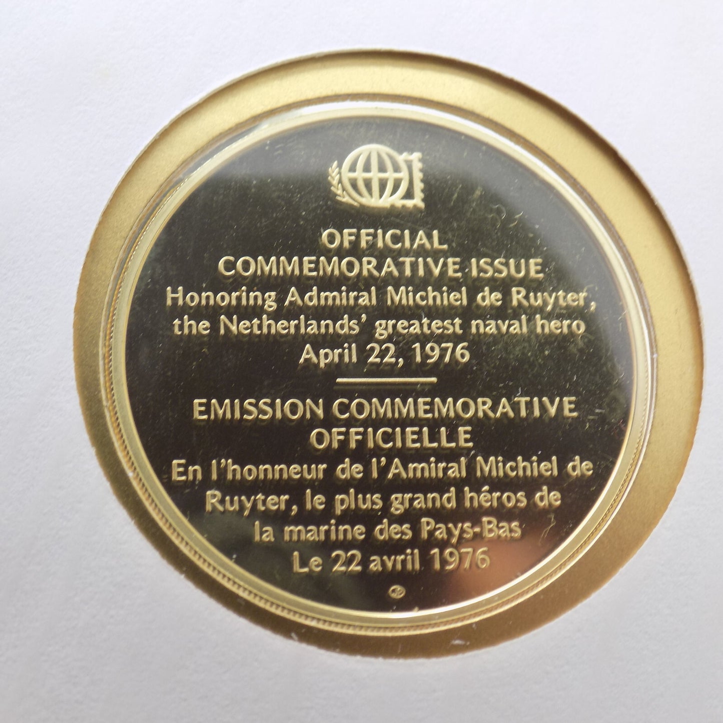 1976 Intl Society of Postmasters Netherlands Hero Michiel de Ruyter Silver Medal