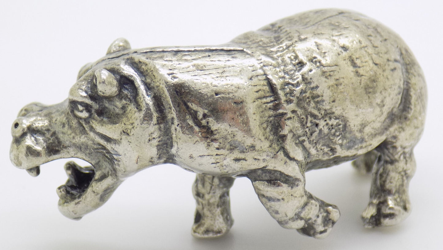 Vintage Italian Handmade Genuine Silver .800 Hippopotamus Detailed Figurine