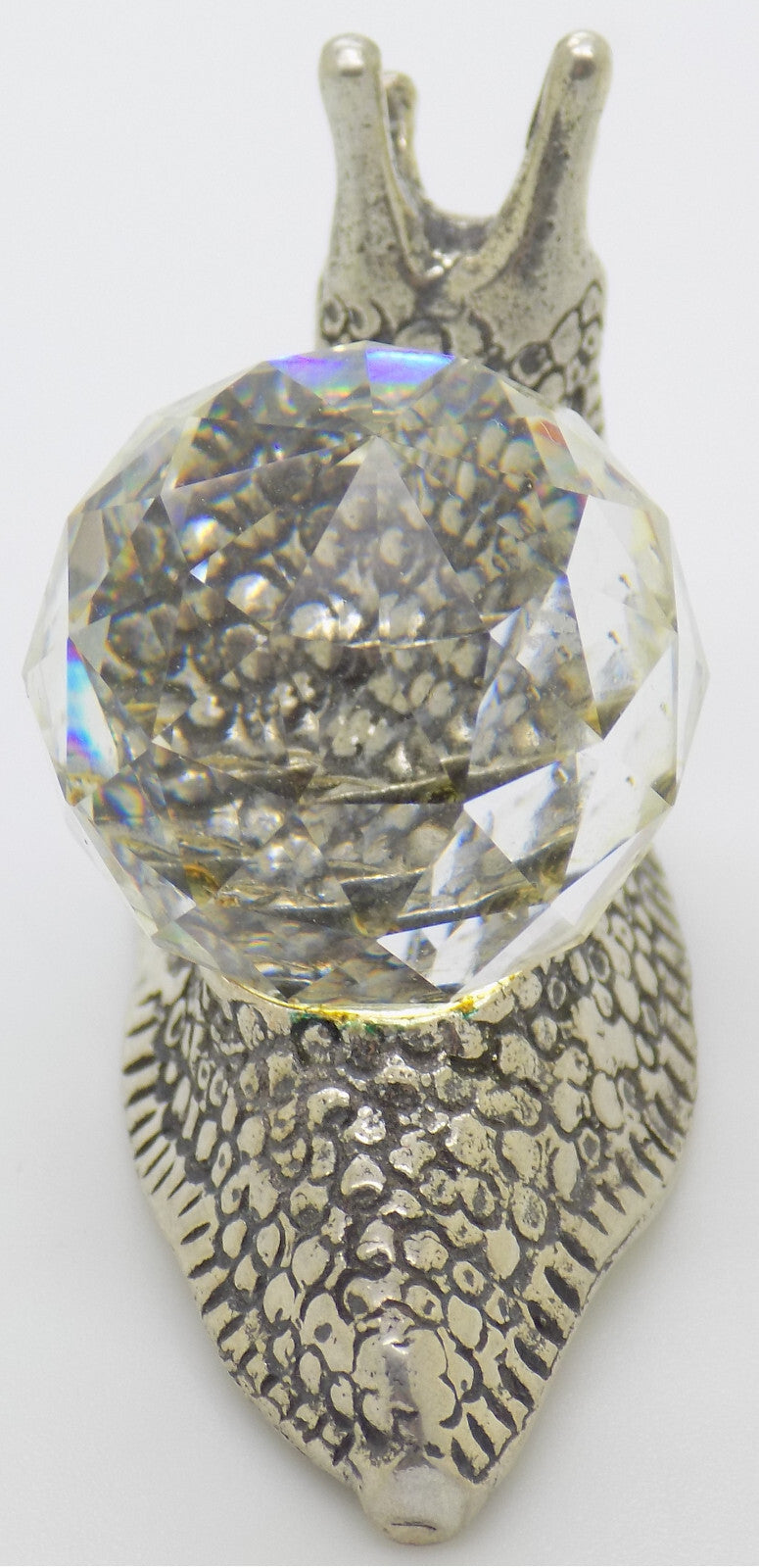 Vintage Italian Handmade Genuine Silver .800 & Crystal LIFE SIZE Snail Figurine