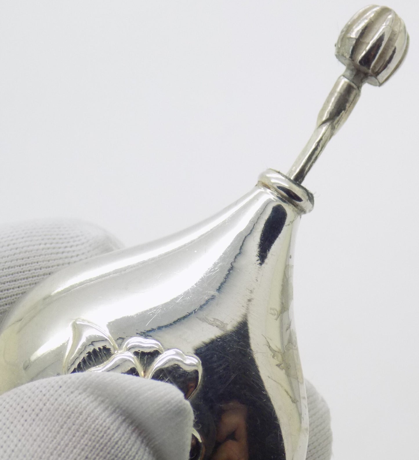 Vintage Italian Handmade Genuine Silver .800 Teardrop Shaped Perfume Bottle