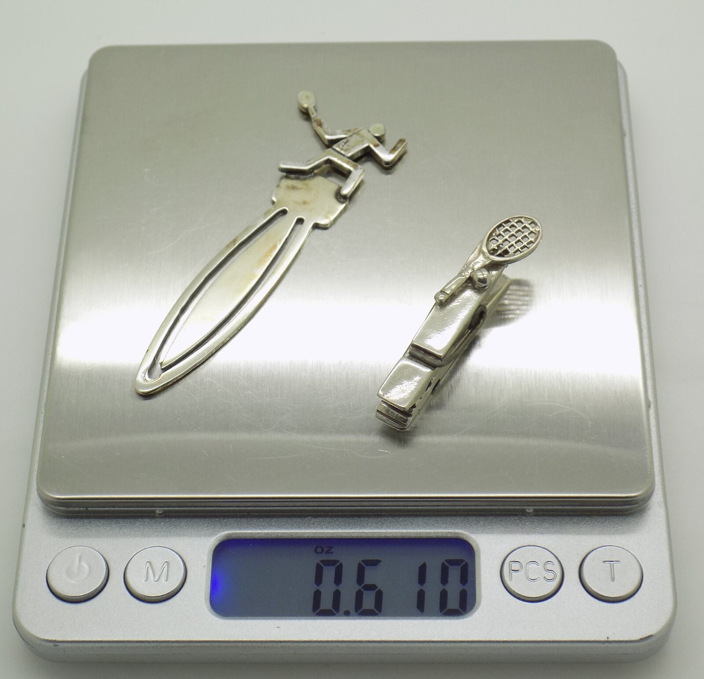 2 x Vintage Italian Handmade Genuine Silver .800 RARE Tennis Themed Bookmarks