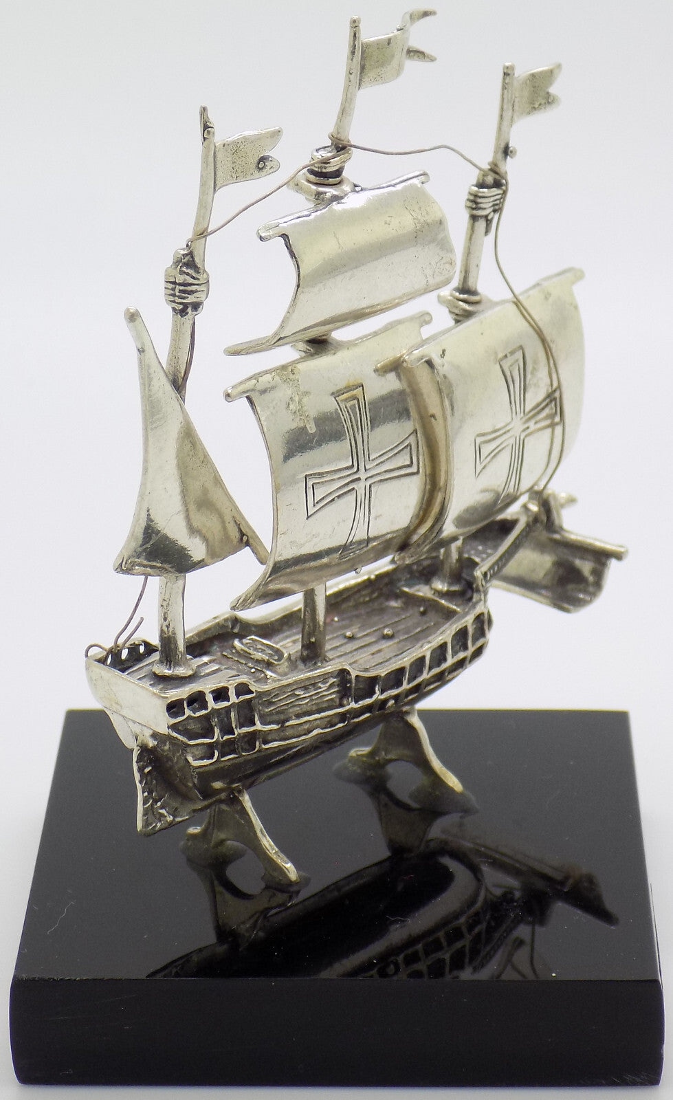 Vintage Italian Handmade Genuine Silver Columbus Caravel Galleon Ship Figurine