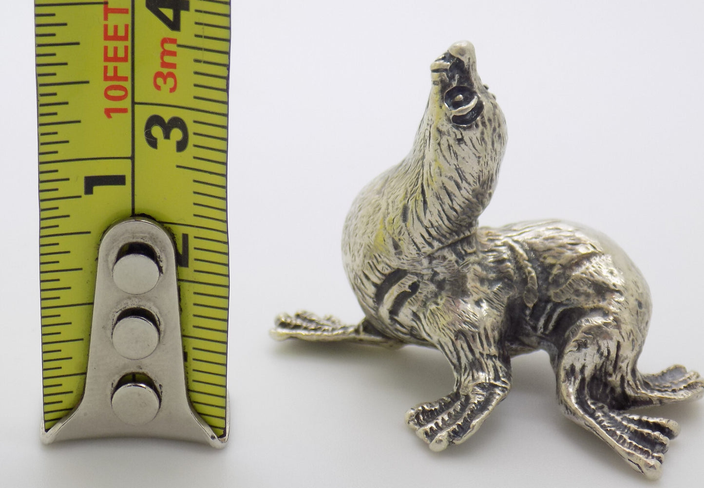 Vintage Italian Handmade Genuine Silver Detailed Seal Figurine RARE Miniature