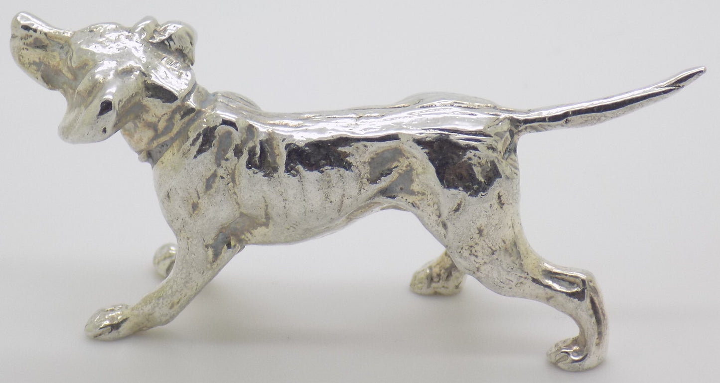 Vintage Italian Handmade Genuine Silver .800 Hunting Dog Heavy Figurine
