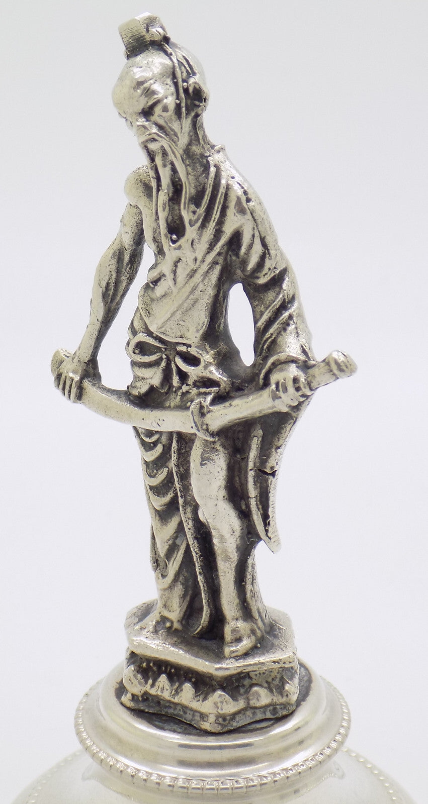Vintage Italian Handmade Genuine Silver Sword-Wielding Chinese Immortal Figurine