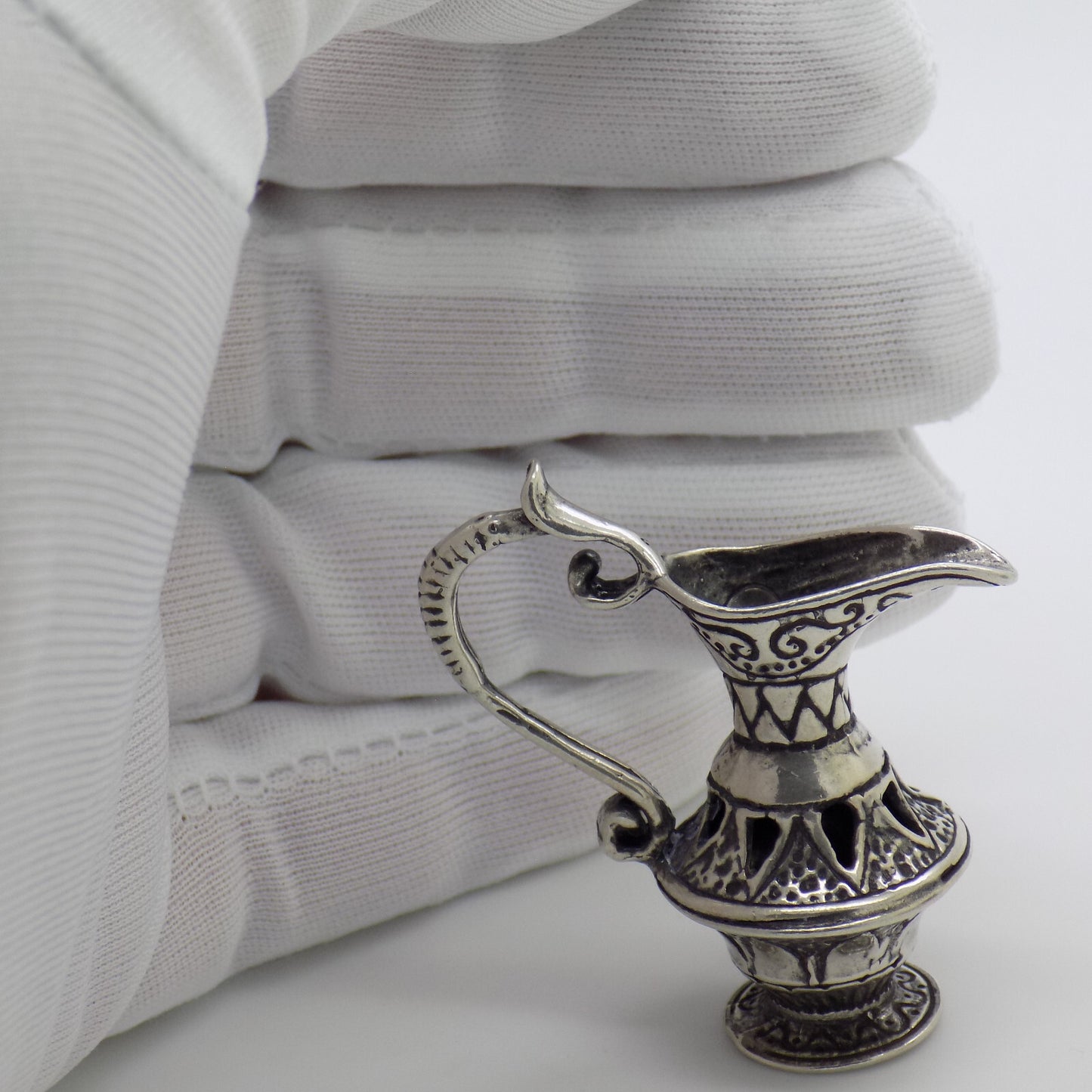 Vintage Italian Handmade Genuine Silver Elixir Bottle Carafe Dollhouse Miniature