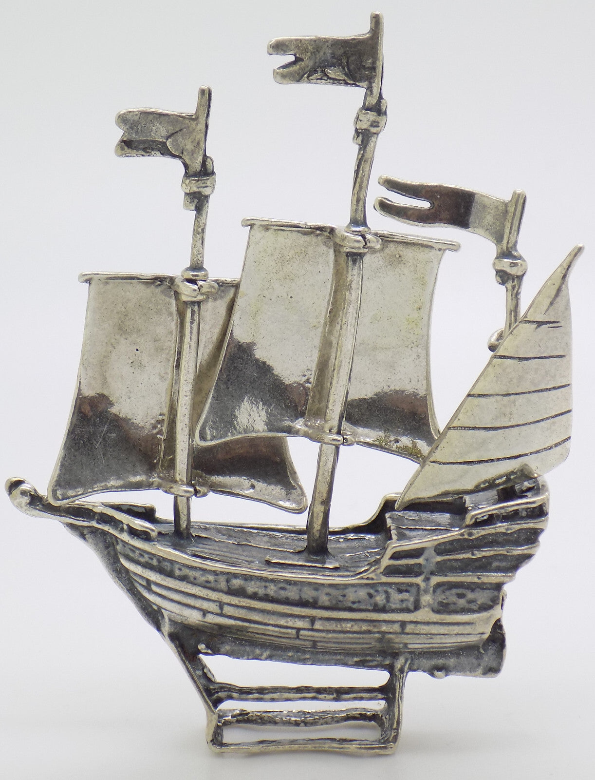 Vintage Italian Handmade Genuine Silver .800 Crusades Ship Galleon Figurine