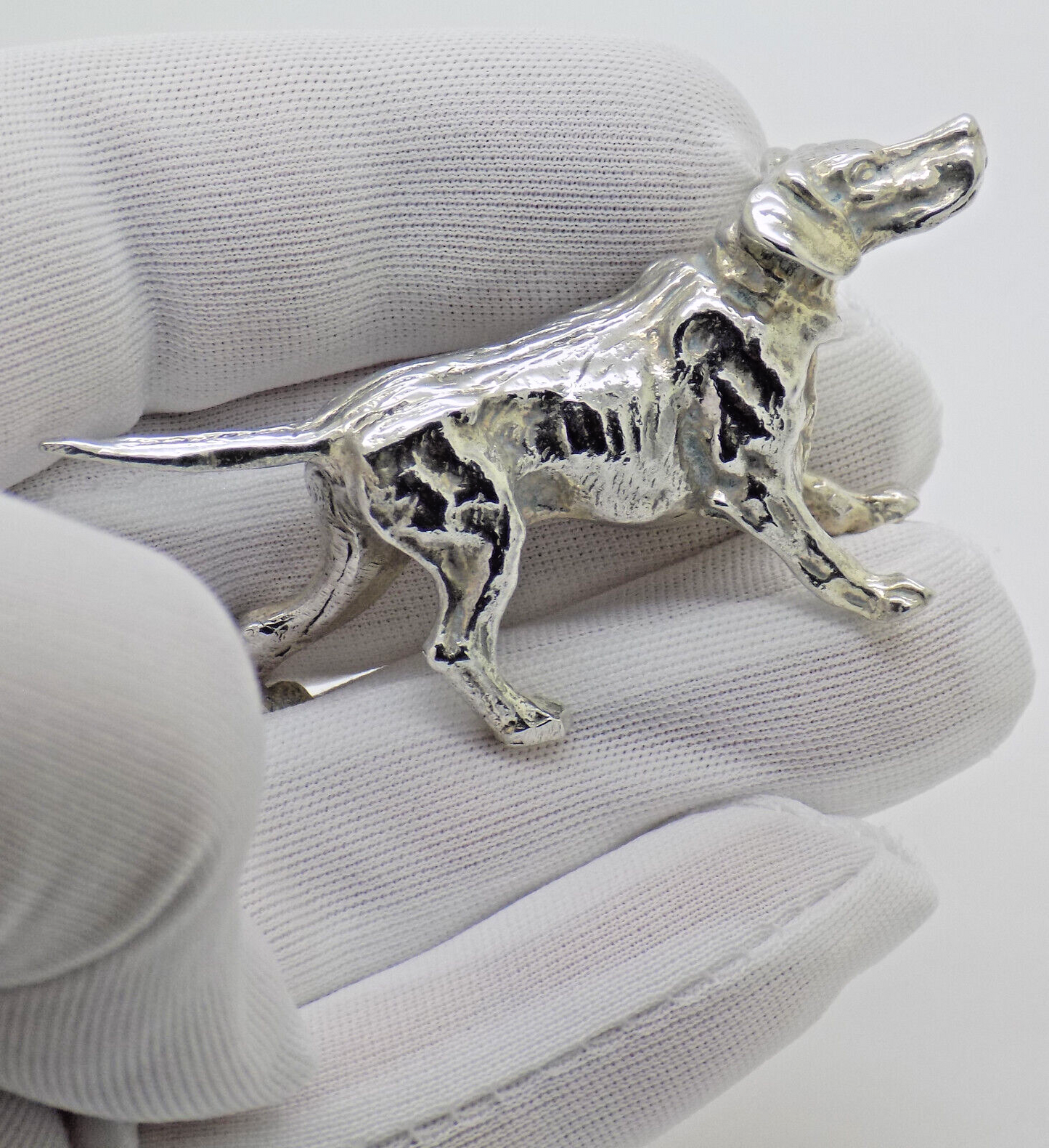 Vintage Italian Handmade Genuine Silver .800 Hunting Dog Heavy Figurine