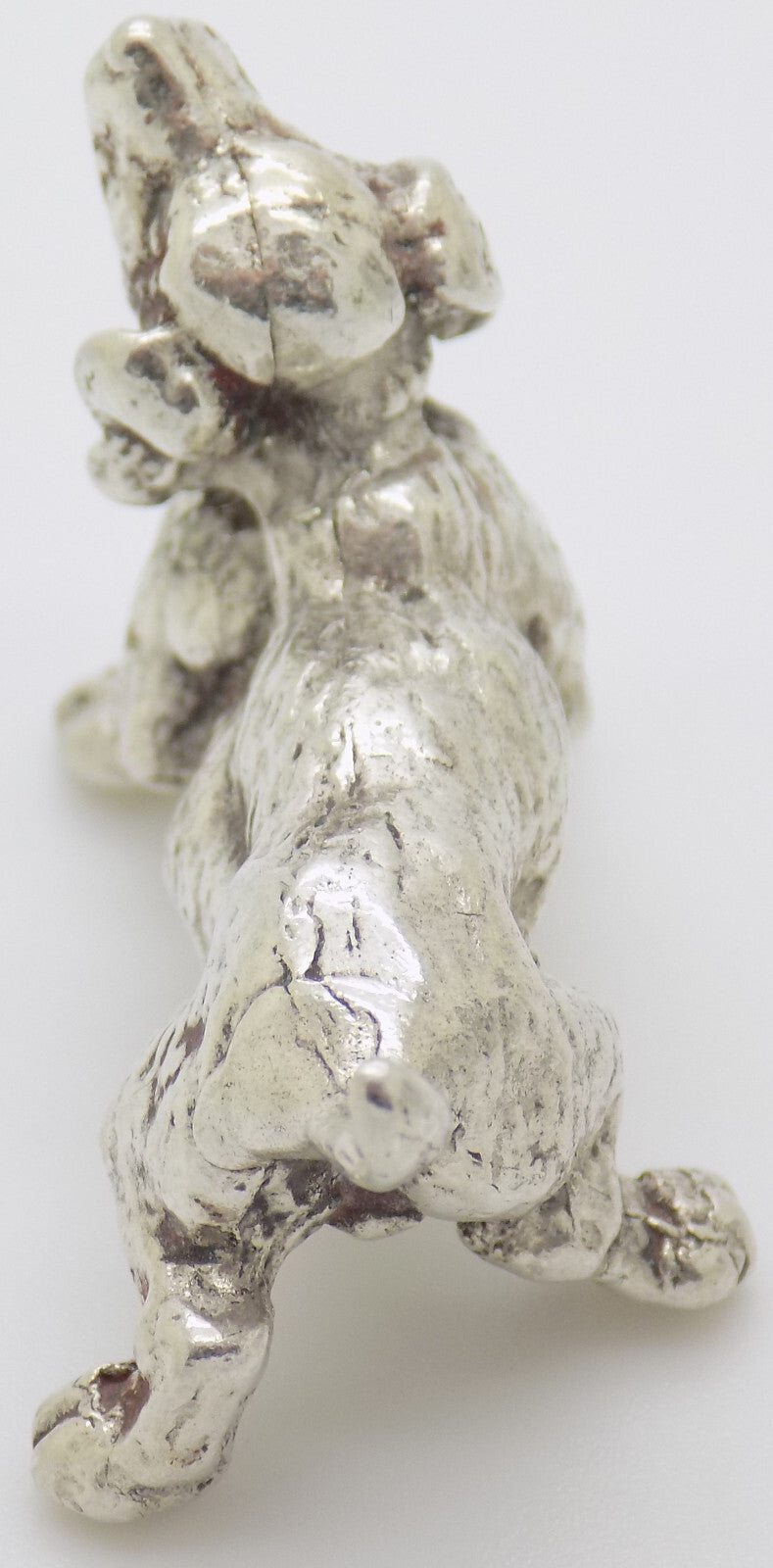 Vintage Italian Handmade Genuine Silver Puppy Dog Figurine Dollhouse Miniature