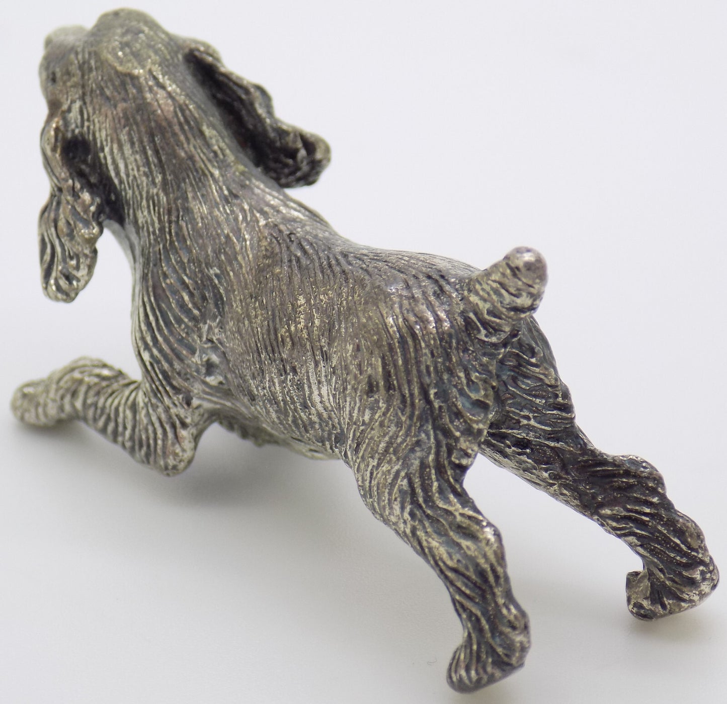 Vintage Italian Handmade Genuine Silver 800 RARE Barking Dog Figurine Miniature