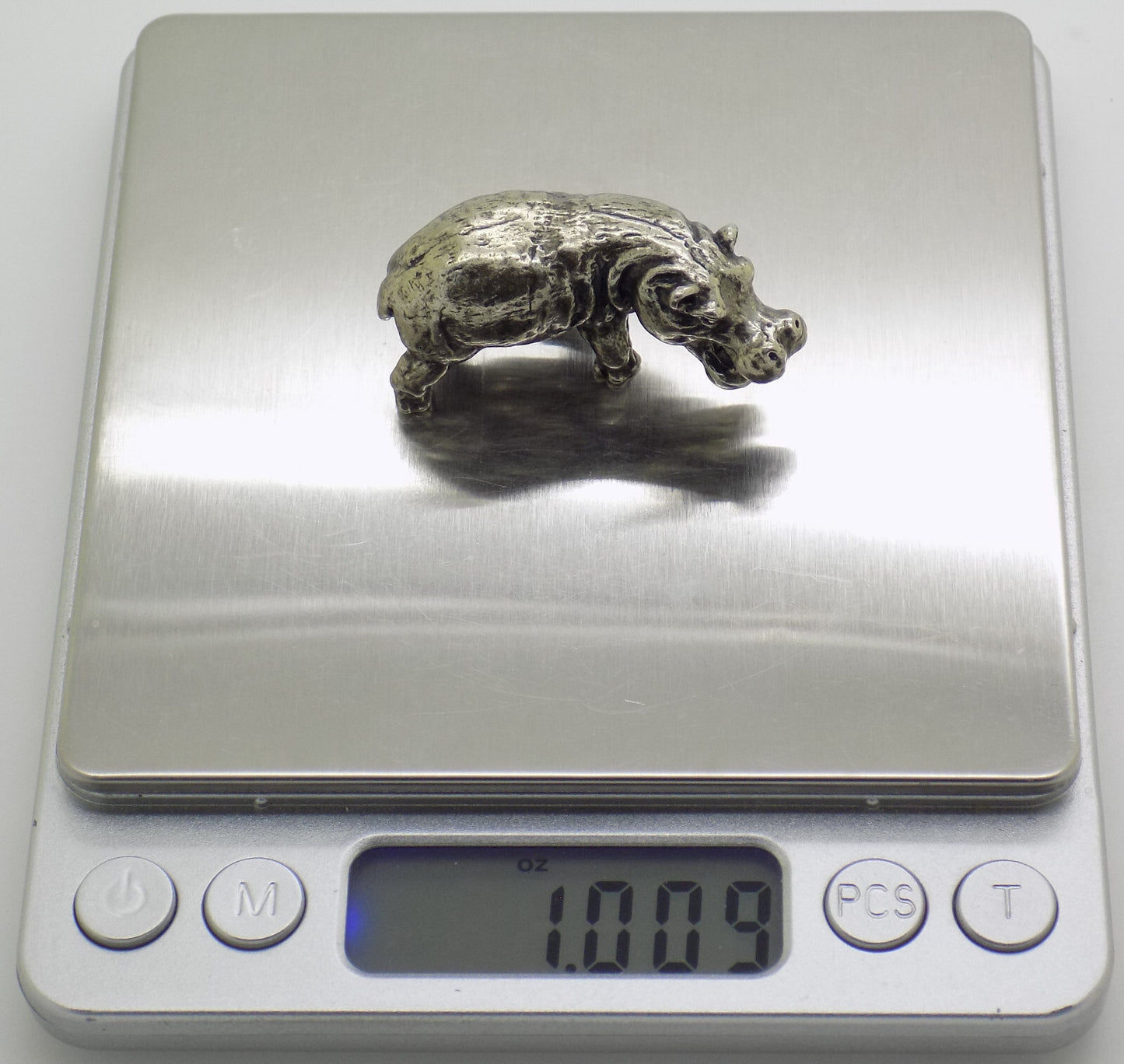 Vintage Italian Handmade Genuine Silver .800 Hippopotamus Detailed Figurine