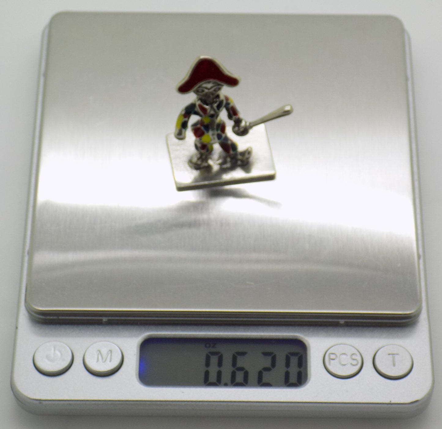 Vintage Italian Handmade Genuine Silver .800 Carnival Harlequin Enamel Figurine