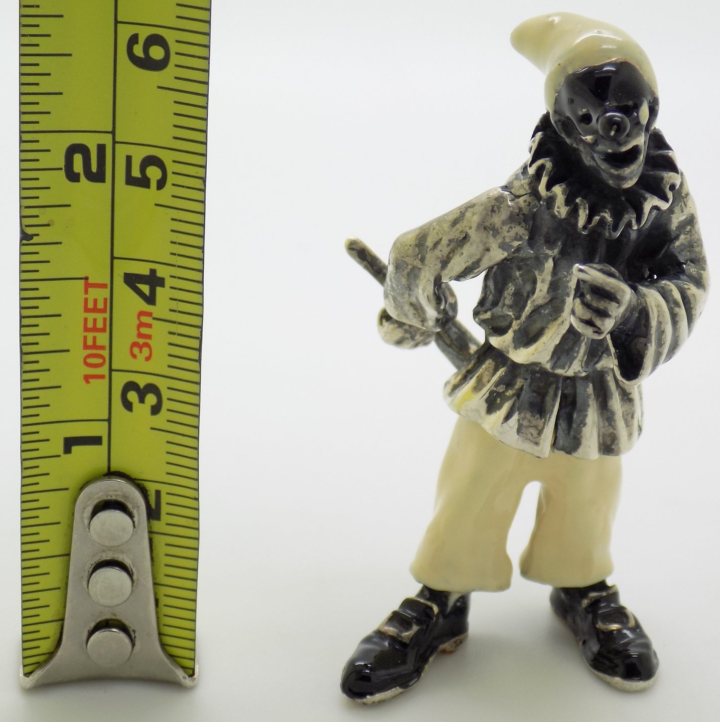 Vintage Italian Genuine Silver 800 Pulcinella Figurine Commedia dell'Arte Angini