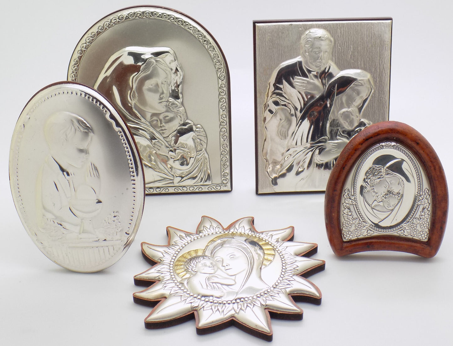 5 x Vintage Italian Genuine Silver Plated & Lamina (Sheet)Sacred Icon Collection