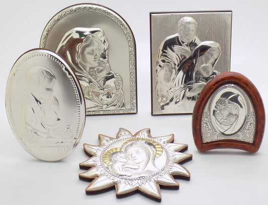 5 x Vintage Italian Genuine Silver Plated & Lamina (Sheet)Sacred Icon Collection