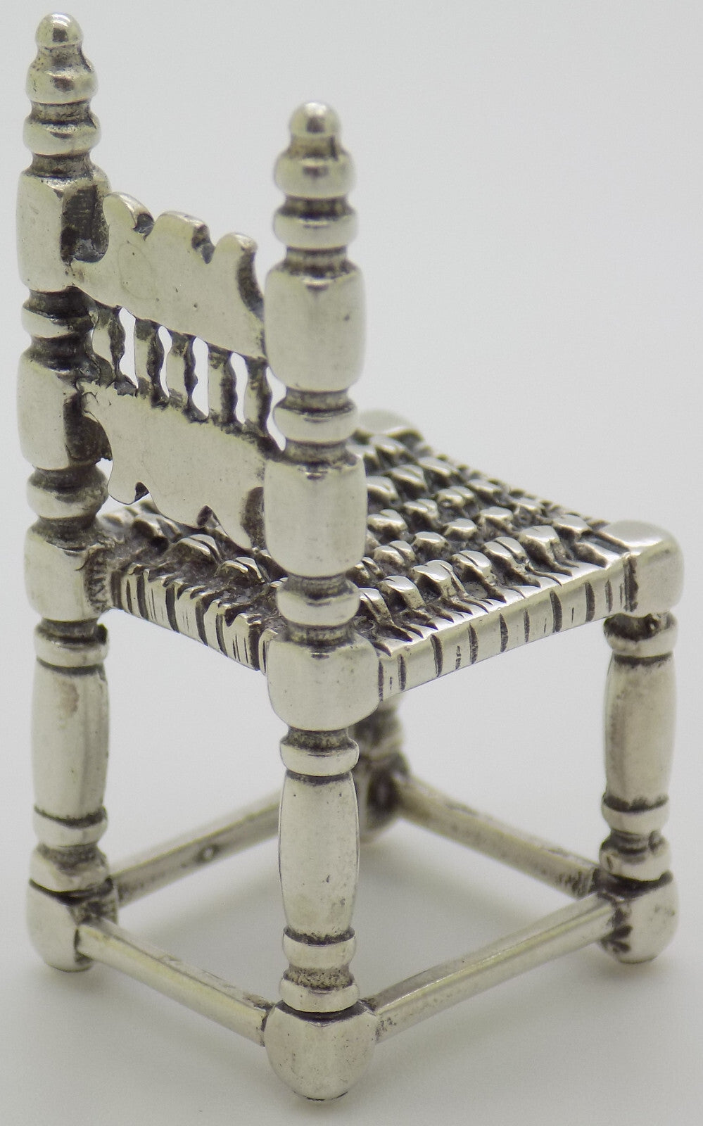 Vintage Italian Handmade Genuine Silver .800 Windsor Chair Dollhouse Miniature