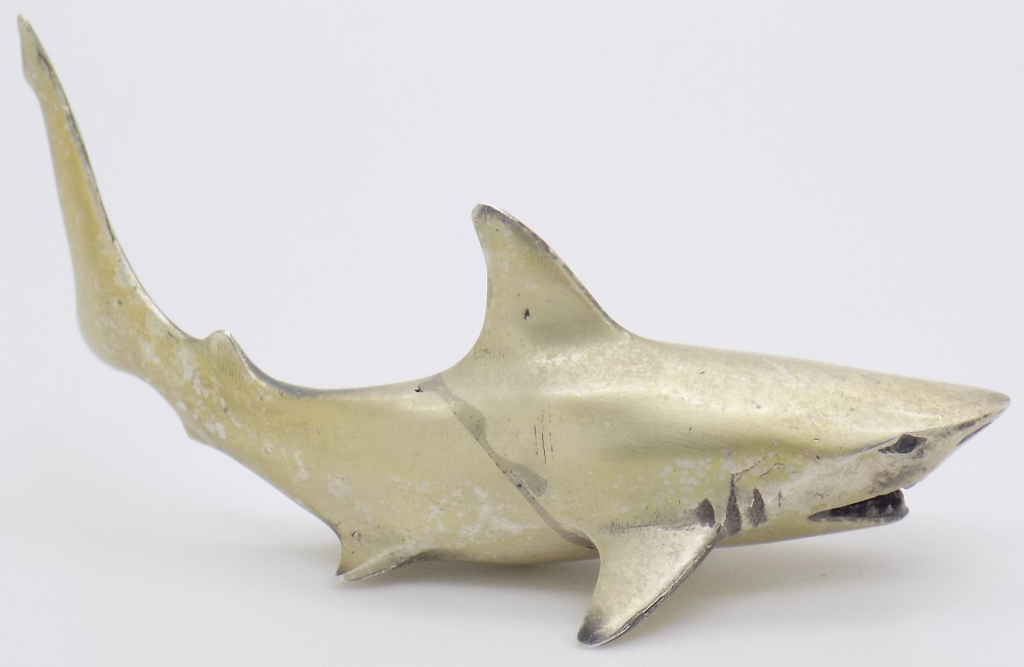 Vintage Italian Handmade Silver 800 Shark Large Detailed Sealife Figurine