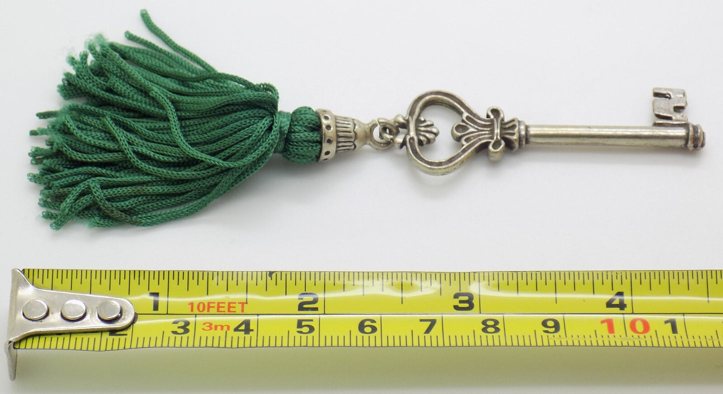 Vintage Italian Handmade Genuine Silver 800 Secret Key Drawer LIFE SIZE & Tassel