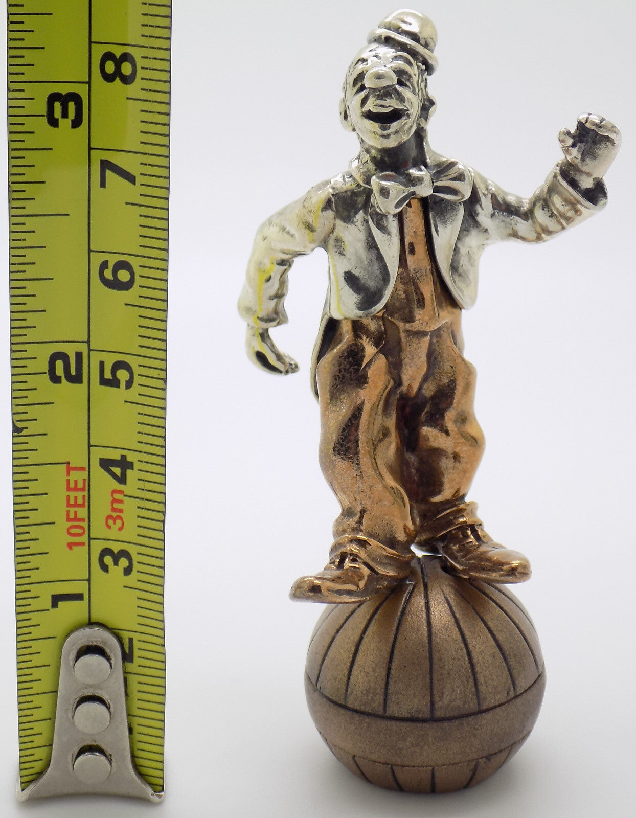 Vintage Italian Handmade Genuine Silver & Brass Balancing Clown Angini Figurine