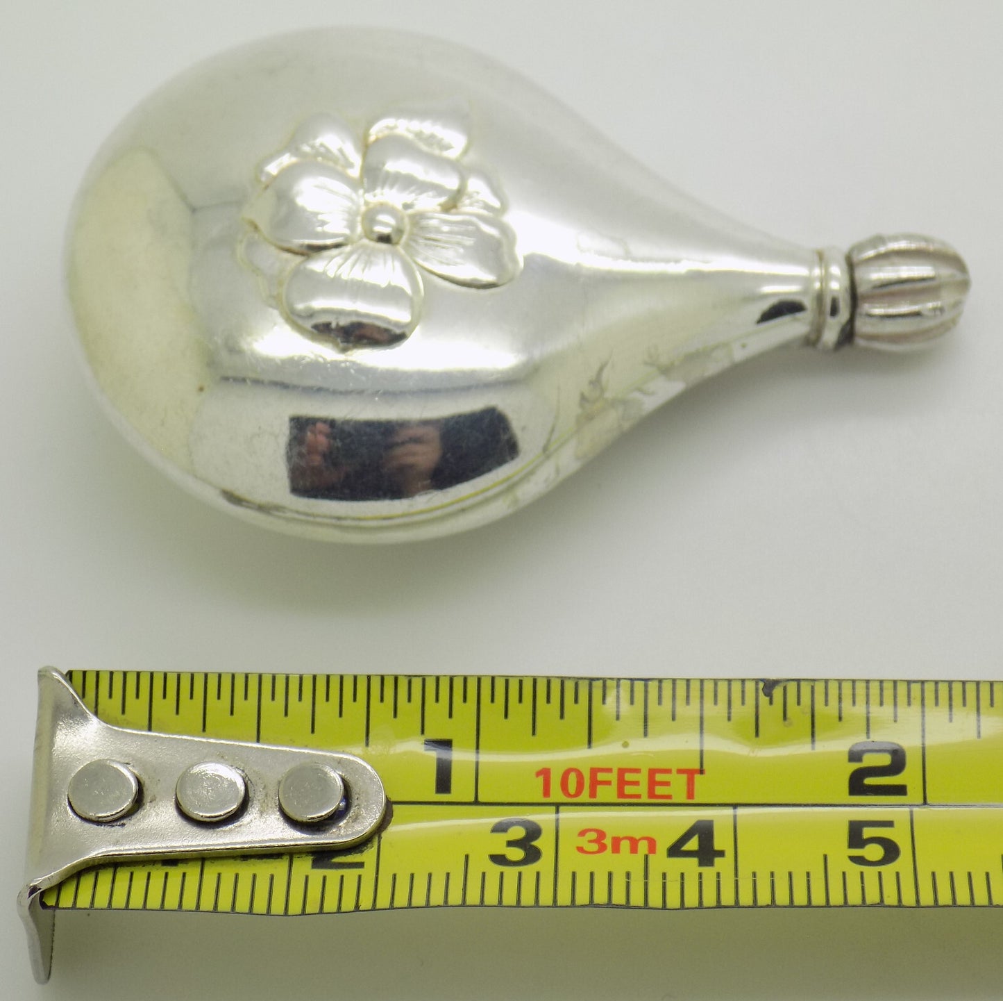 Vintage Italian Handmade Genuine Silver .800 Teardrop Shaped Perfume Bottle