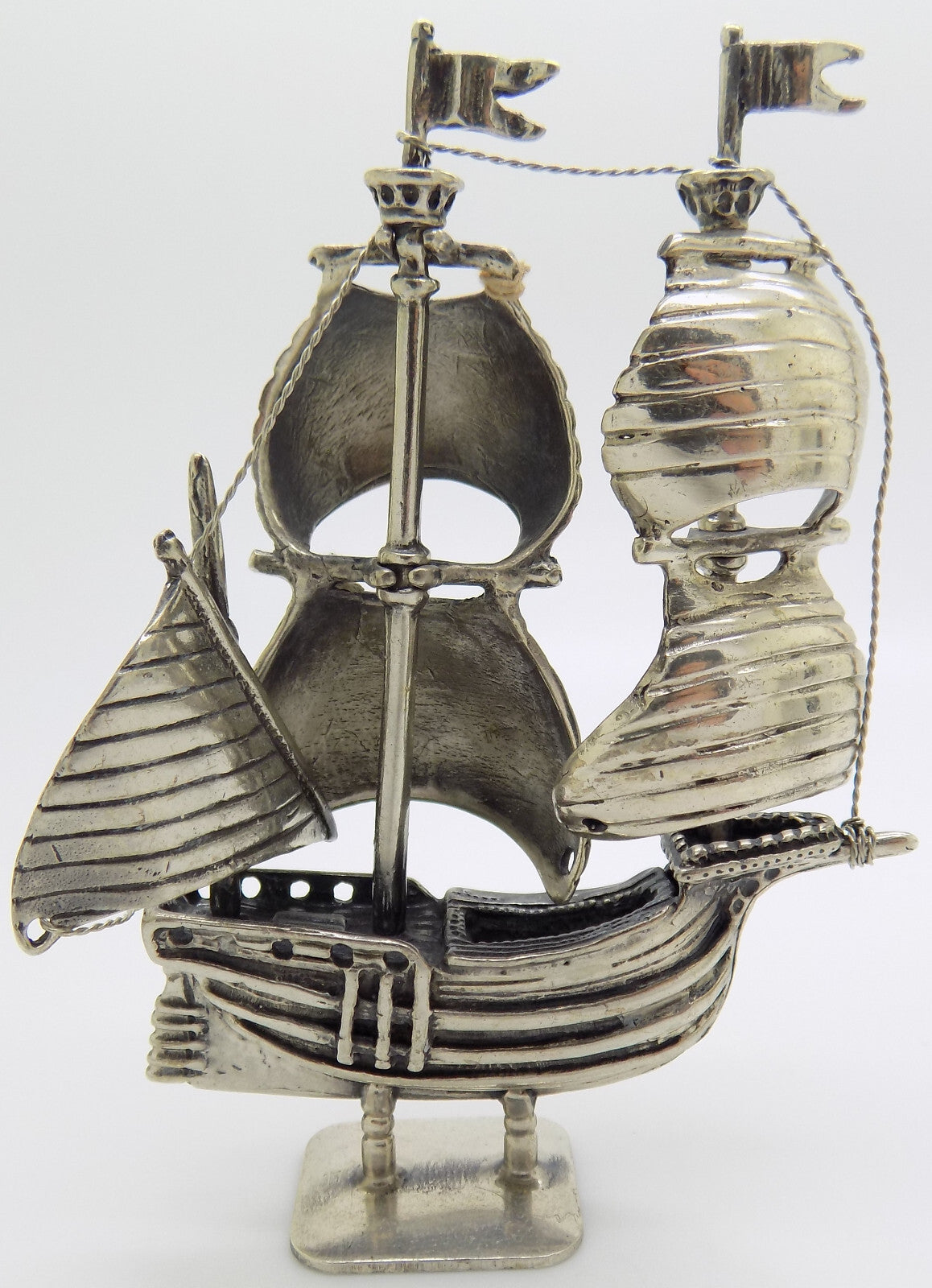 Vintage Italian Handmade Genuine Silver .800 Galleon Ship LARGE RARE Figurine