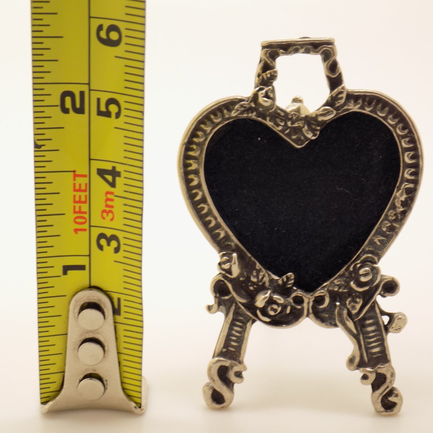 Vintage Italian Handmade Genuine Silver Heart Shaped Dollhouse Mini Frame