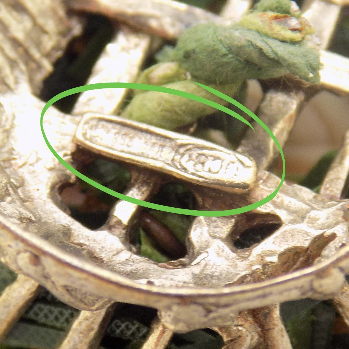 Vintage Italian 800 Silver Flower Basket Dollhouse Miniature 1970s Salt Dough