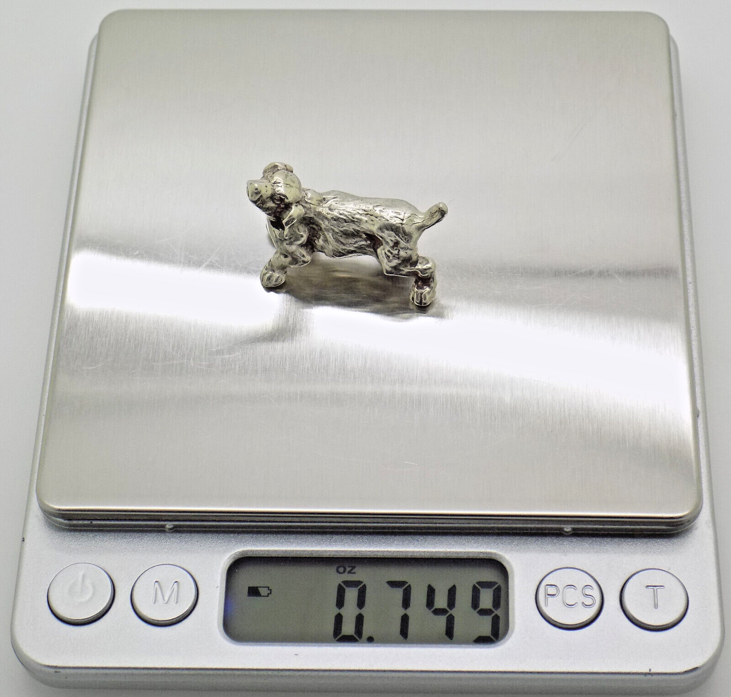 Vintage Italian Handmade Genuine Silver Puppy Dog Figurine Dollhouse Miniature