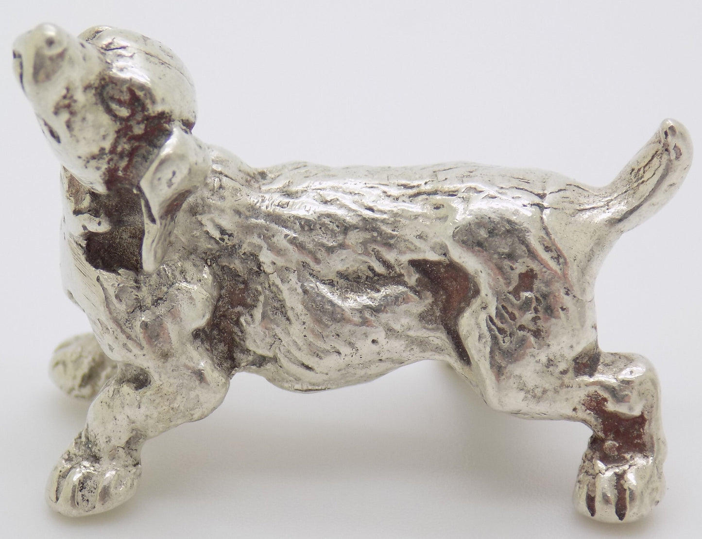 Vintage Italian Handmade Genuine Silver Puppy Dog Figurine Dollhouse Miniature