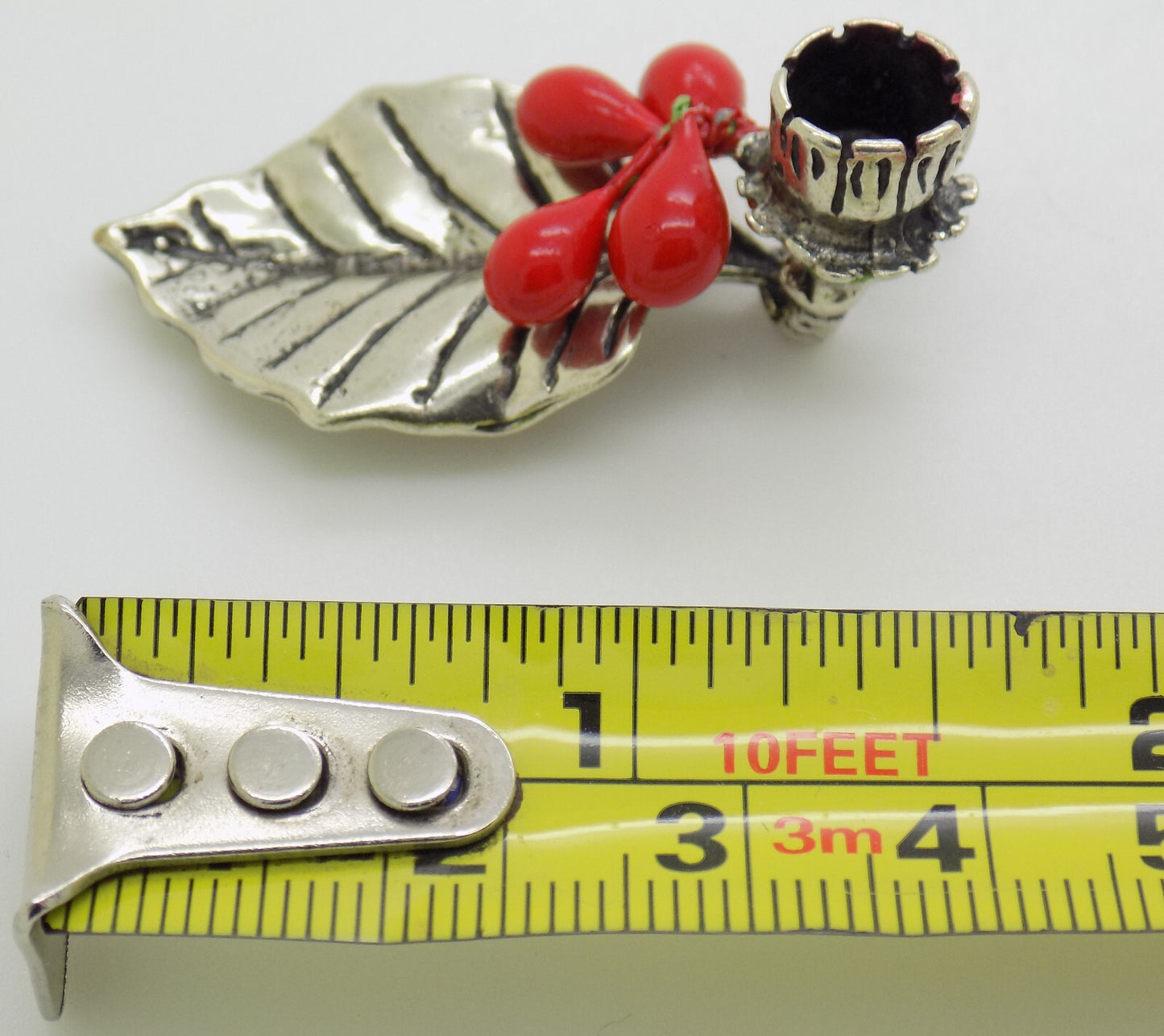 Vintage Italian Handmade Genuine Silver Christmas Candle Holder Miniature