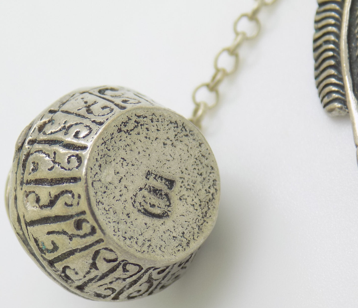 Vintage Italian Handmade Genuine Silver .800 Pen & Inkwell Dollhouse Miniature