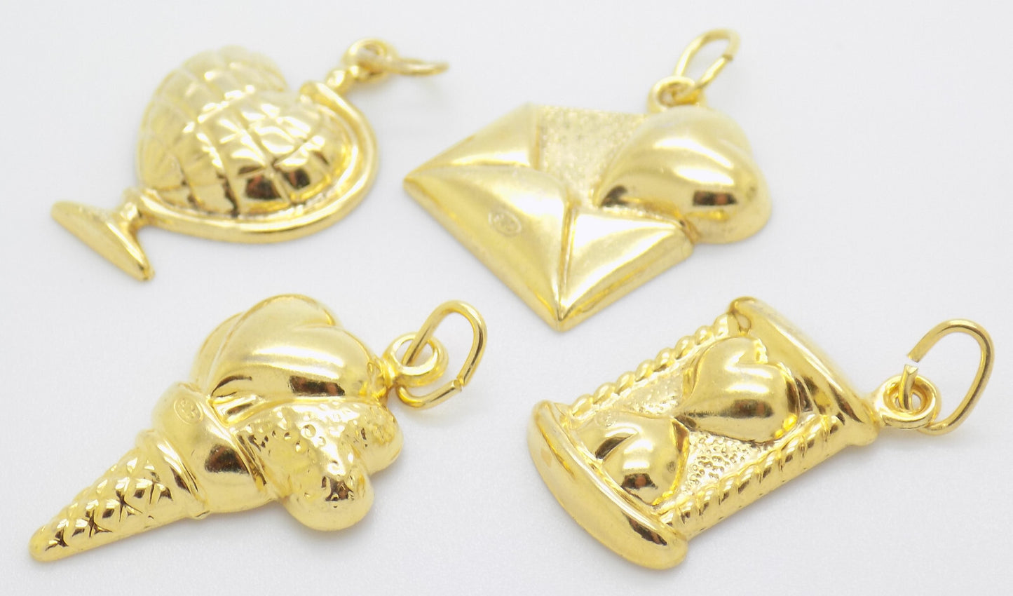 4 x Vintage Italian Handmade Sterling Silver 925 Lucky Charm Love Charm Pendants