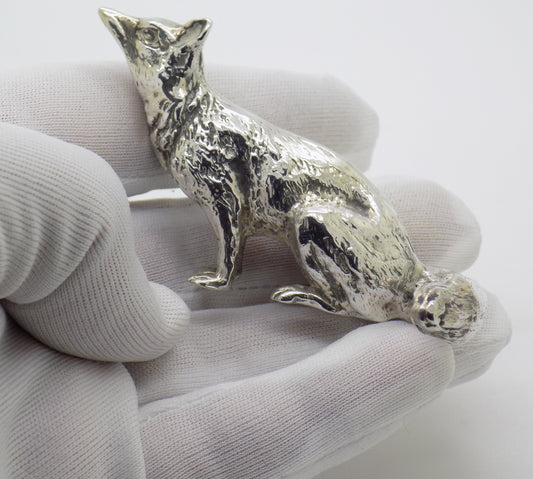Vintage Italian Handmade Genuine Silver 800 Large Fox Figurine Decorative Gift
