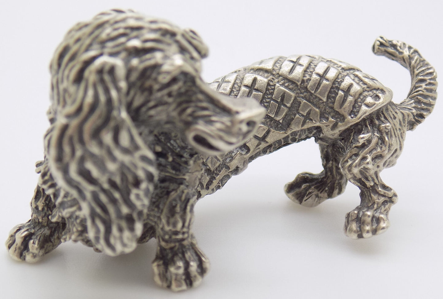 Vintage Italy Handmade 800 Silver Sausage Dachshund Dog LARGE Figurine