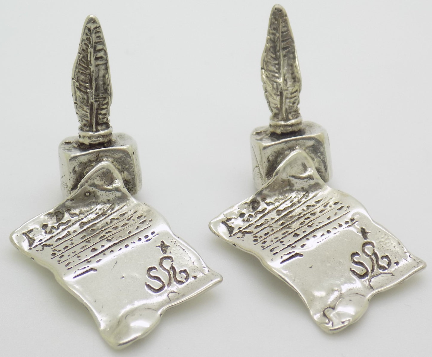 Vintage Italian Handmade Silver 800 Pen & Paper Dollhouse Miniature Figurine