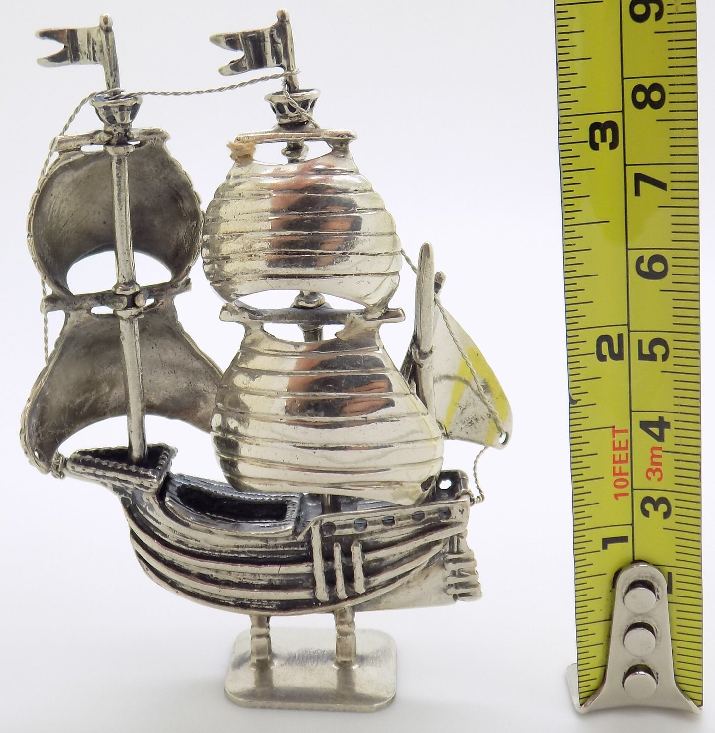 Vintage Italian Handmade Genuine Silver .800 Galleon Ship LARGE RARE Figurine