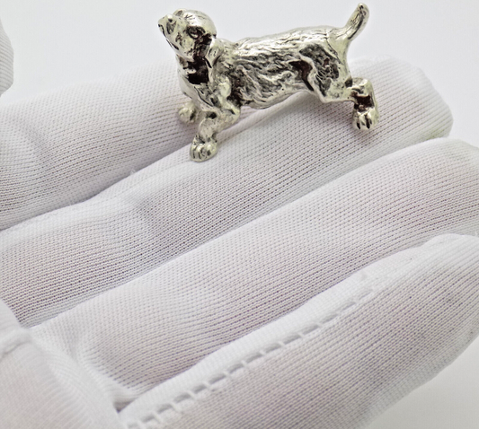 Vintage Italian Handmade Genuine Silver Puppy Dog Figurine Dollhouse Miniature