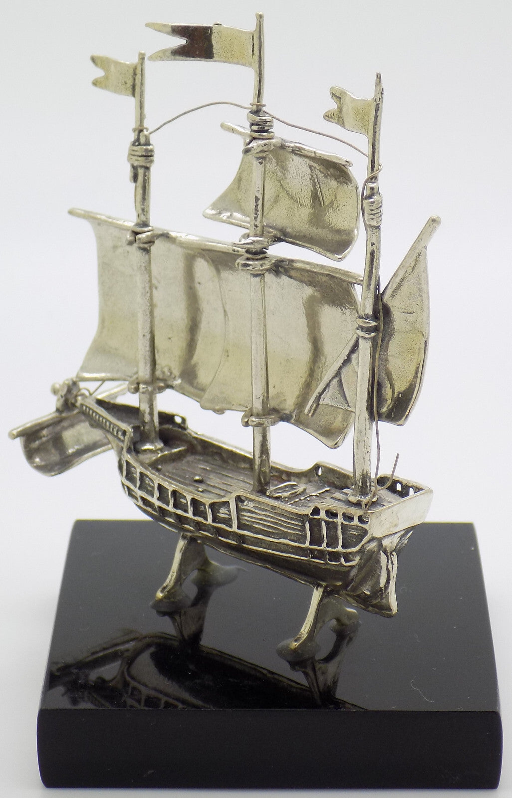 Vintage Italian Handmade Genuine Silver Columbus Caravel Galleon Ship Figurine