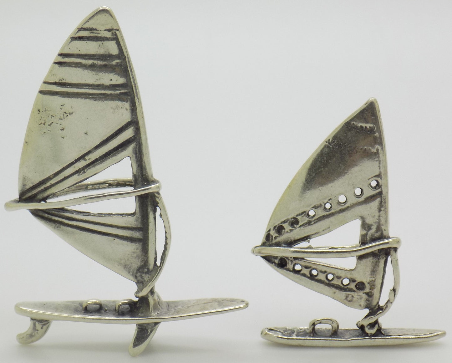2 x Vintage Italian Handmade Genuine Silver 800 Windsurfs Miniature from Arezzo