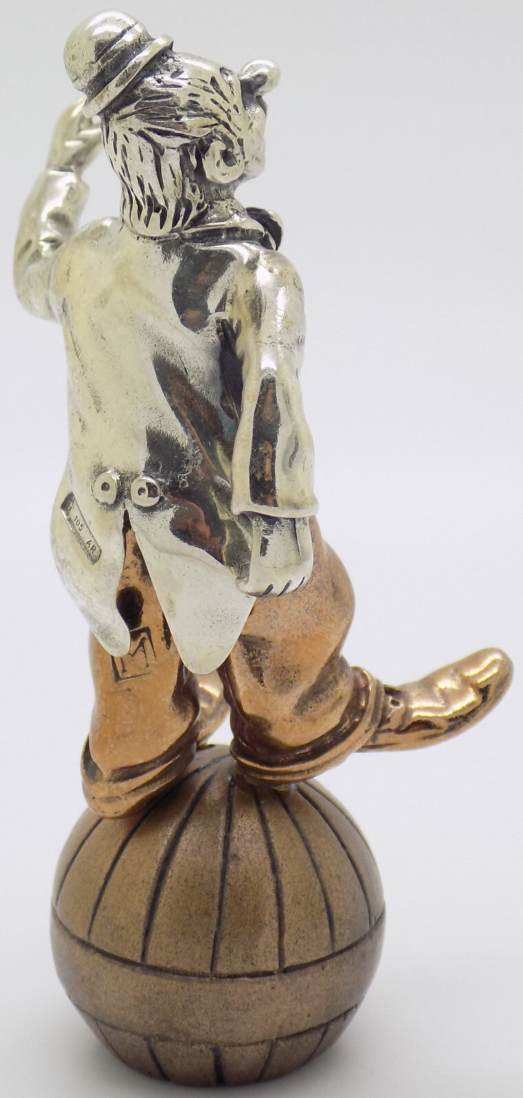 Vintage Italian Handmade Genuine Silver & Brass Balancing Clown Angini Figurine