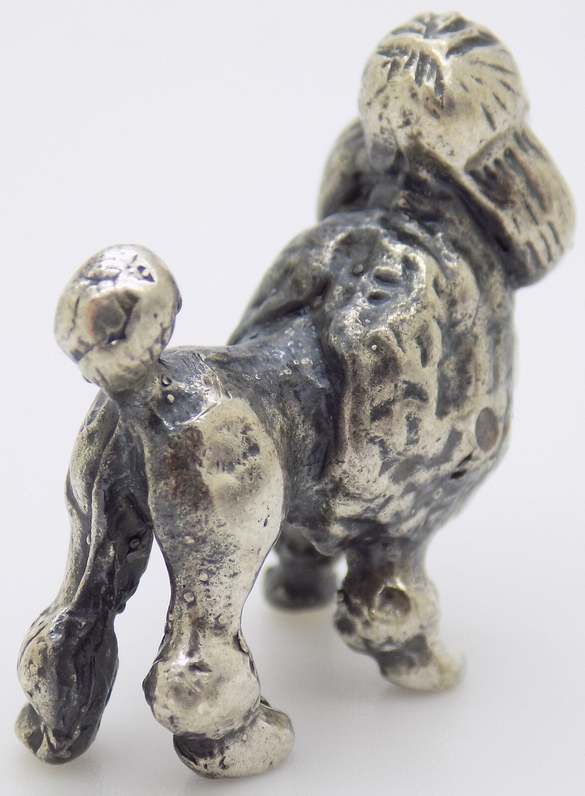 Vintage Italian Handmade Genuine Silver Poodle Dog RARE Dollhouse Miniature