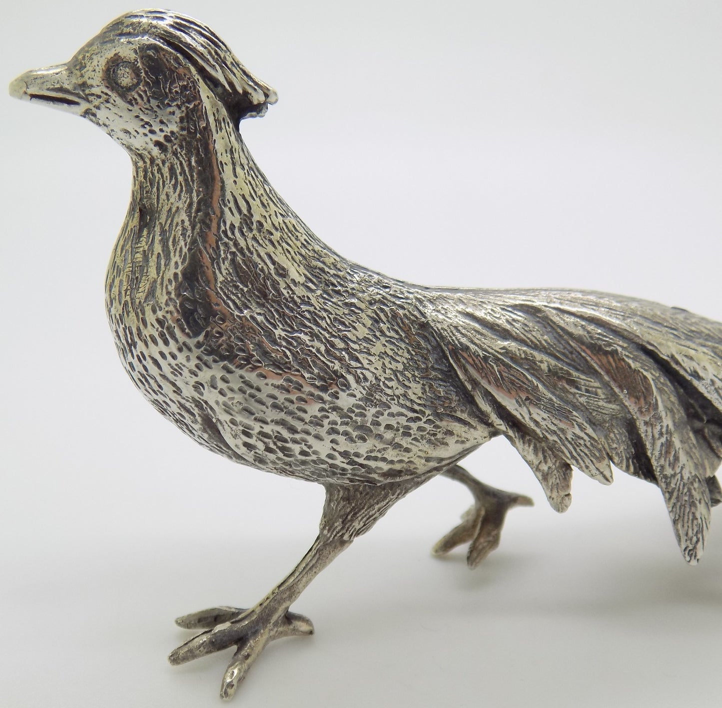 Vintage Italian Handmade Silver 800 Pheasant Large Figurine Animal Sculpture