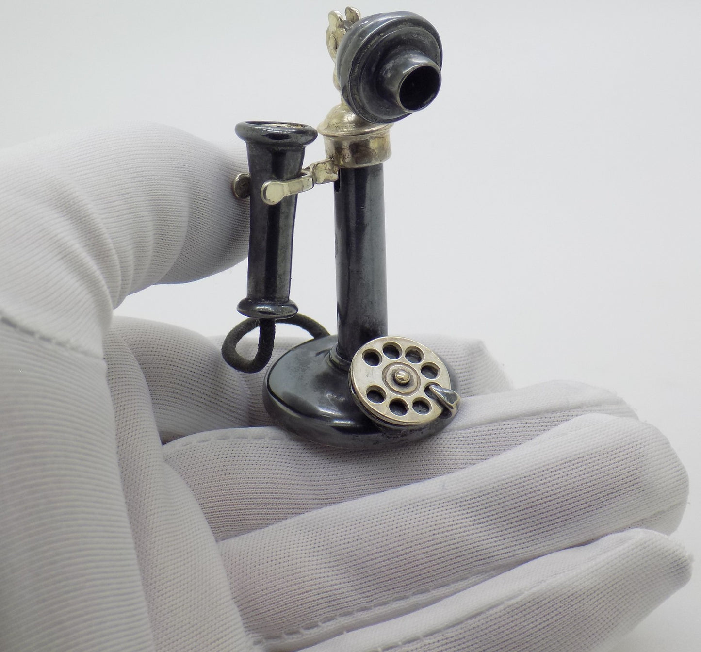 Vintage Italian Handmade Sterling Silver 925 RARE Old Phone Figurine, Florence