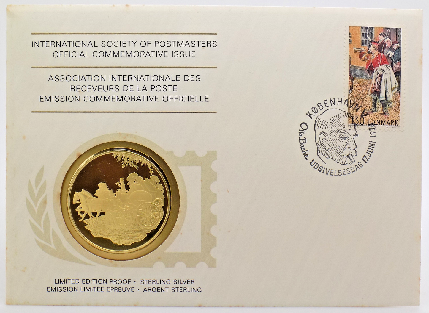 1976 Int'l Society of Postmasters Denmark's Stamp Exhibition-HAFNIA Silver Medal